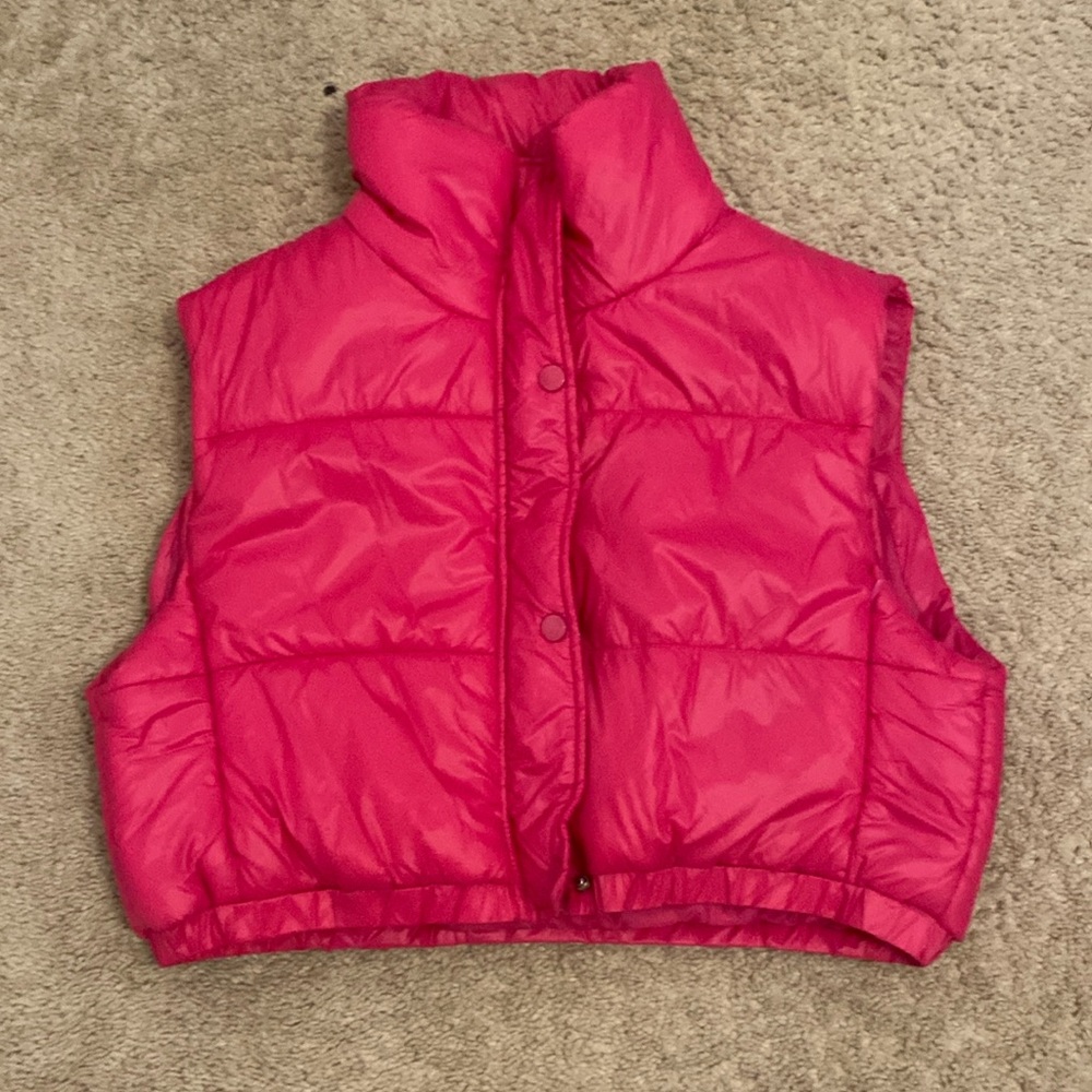Large Hot Pink Zip-Up/Button-Up Vest
